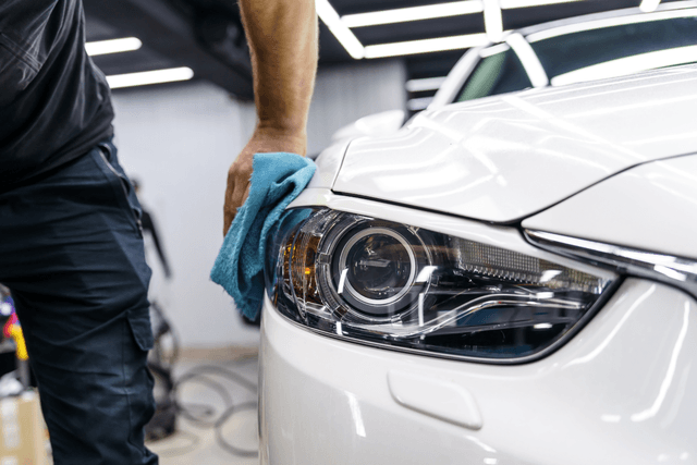 car being polished after scratch repair